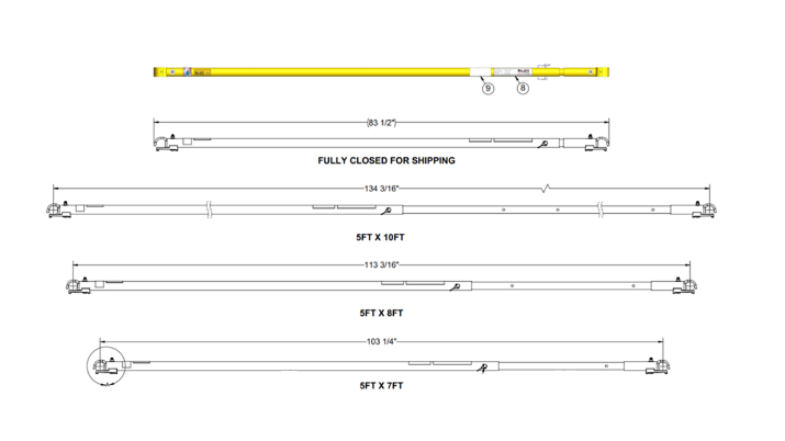 Picture of Adjustable Cat-A-Corner Brace for a 5'W x 7',8', or 10'L Tower - #7 Tube