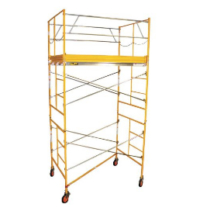 Assembled scaffolding on wheels