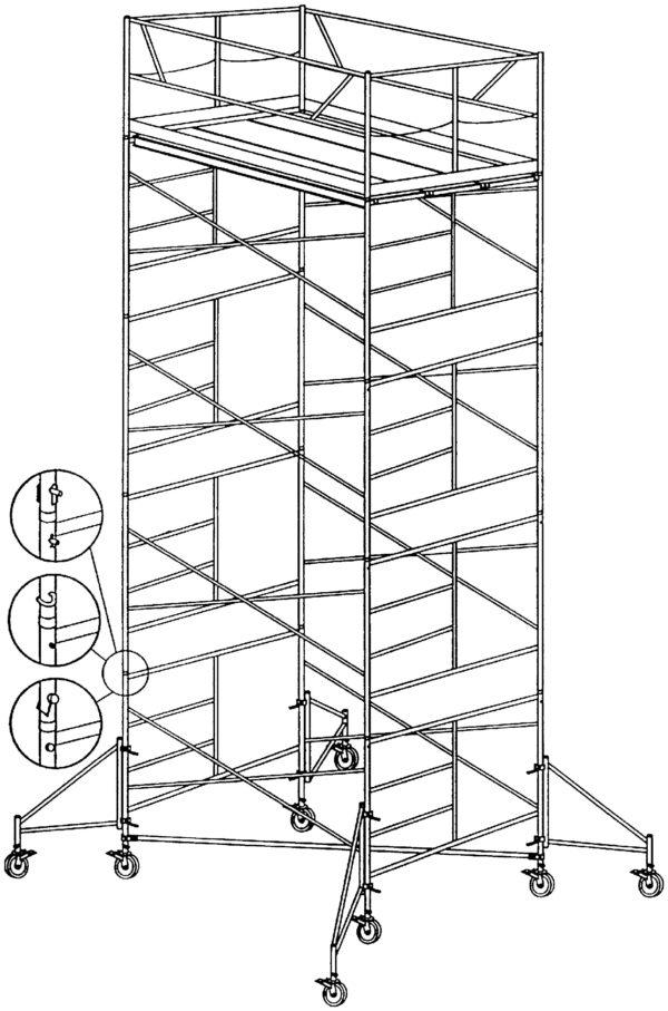full tower Scaffold Tower Illustration with Pin Details