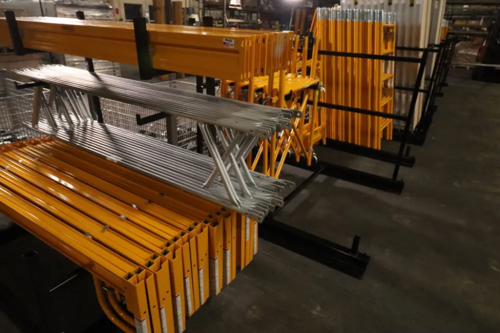 Lightweight scaffolding systems ready for rental.