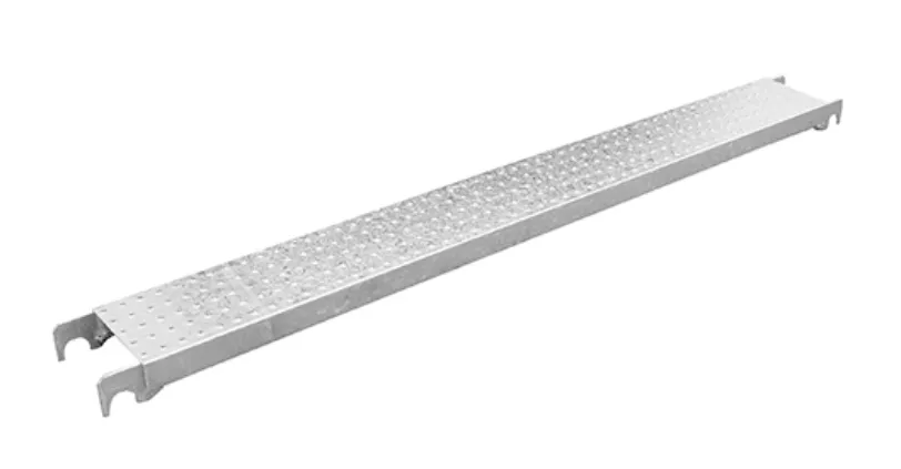 Worker applying certified safety label to scaffold plank